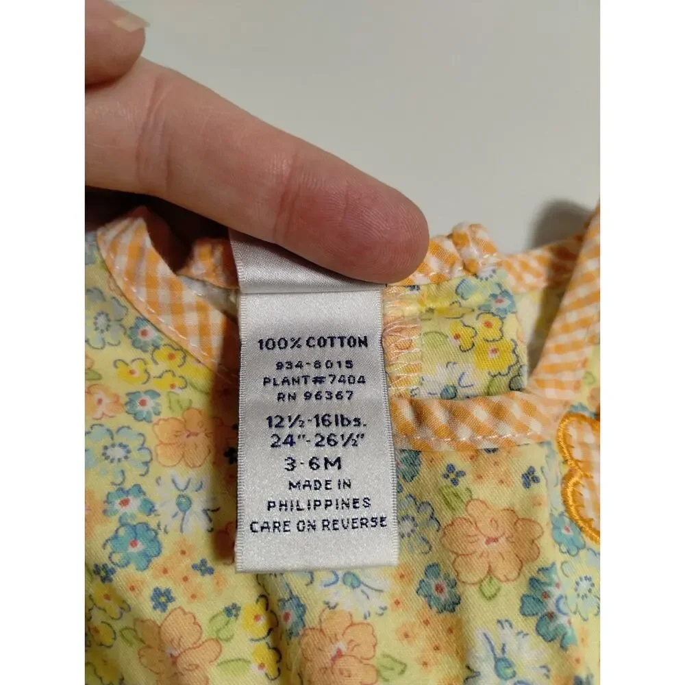 Vintage Oshkosh B'Gosh Infant Girls Size 3-6 Months - Yellow with Orange Plaid